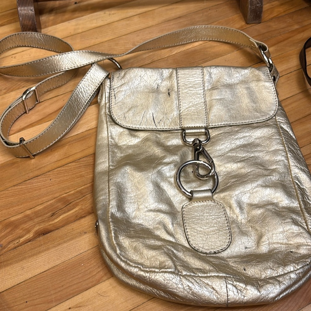 THE TREND Italy Gold Leather Very Fab Bag Crossbody
